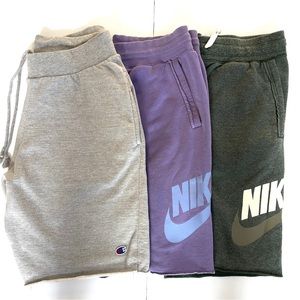 3 Pairs of Men’s Nike and Champion Cutoff Basketball Sweatpant Shorts